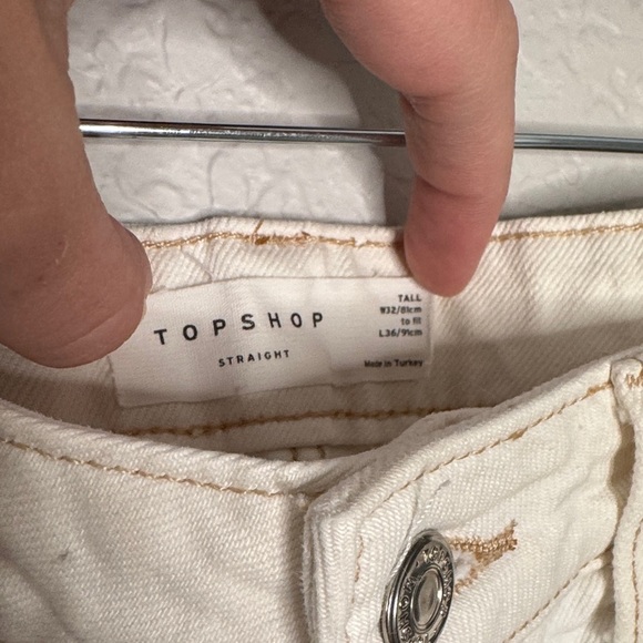 Topshop Straight Leg Cream Jeans Normcore Minimalist - Picture 4 of 7